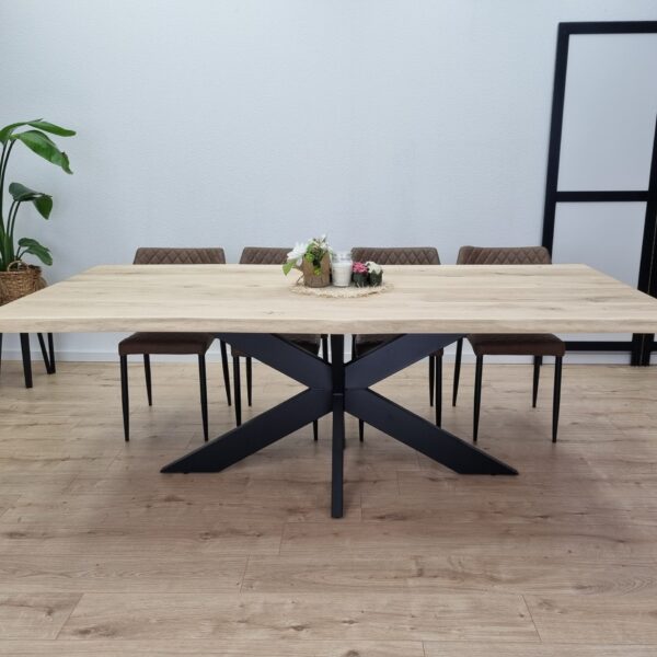 Eiken boomstam tafel Smalle Matrixpoot