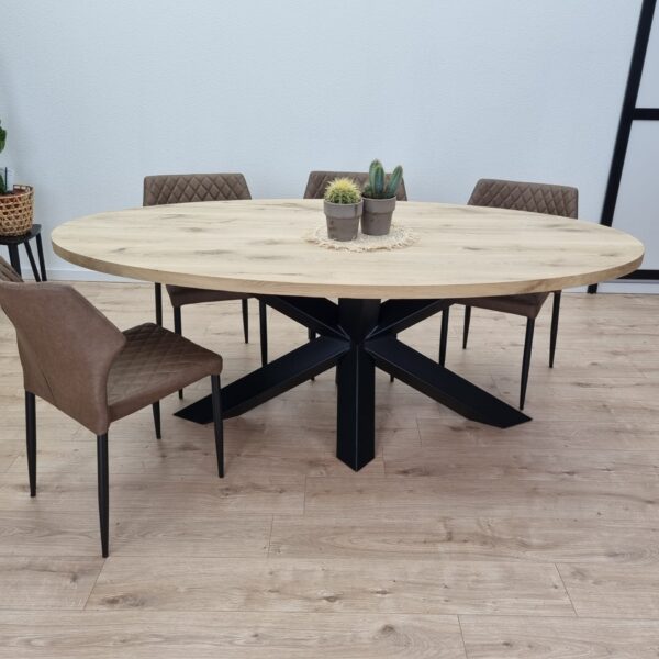 Eiken Ovale tafel Diamant-Matrix Poot