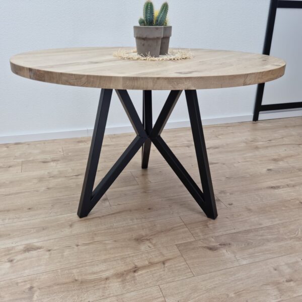 Eiken ronde tafel Vlinder-Onderstel