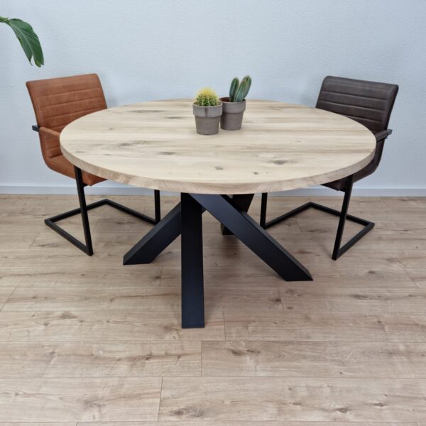 Eiken ronde tafel Twist-Onderstel