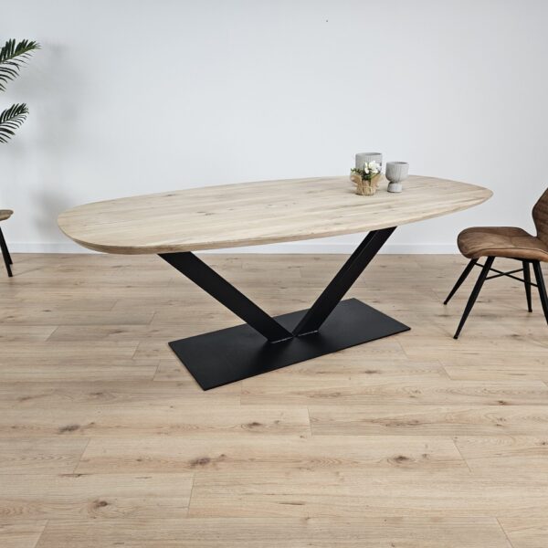 Eiken Deens ovale tafel V-Poot