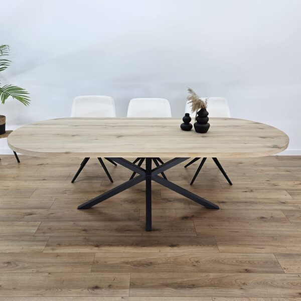 Eiken plat ovale tafel met Matrixpoot 5×5