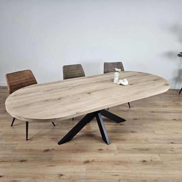 Eiken plat ovale tafel Smalle-Matrix Poot