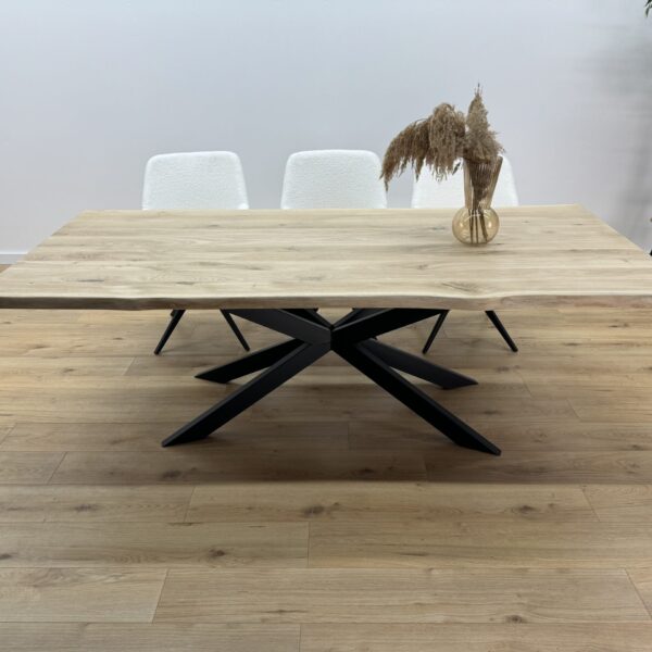 Eiken boomstam tafel Spider onderstel