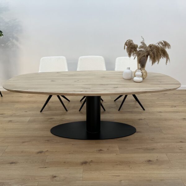 Eiken Deens ovale tafel O-ovaal onderstel