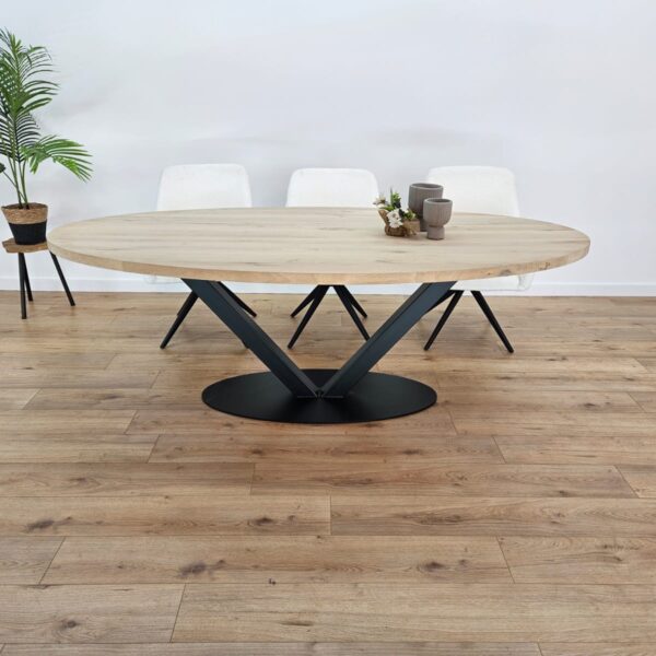 Eiken Ovale tafel met V-Poot ovaal