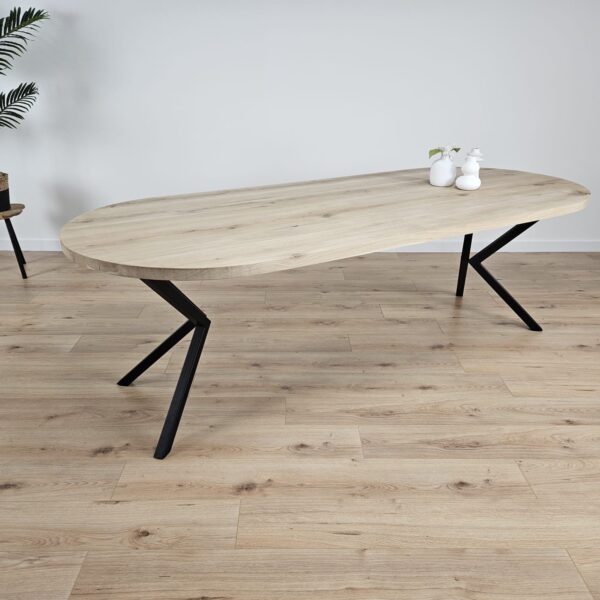 Eiken plat ovale tafel met Kik-Poten