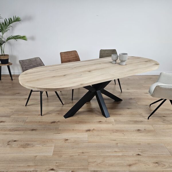 Eiken plat ovale tafel met Matrix-Poot